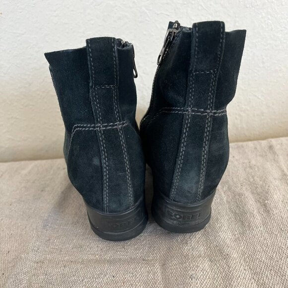 Sorel Leather Evie Black Leather Waterproof Outdoor Side-zip Boots Sz 8.5 - Picture 4 of 10